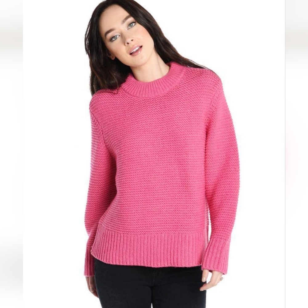 Joie Adeen Roundneck Chunky Knit Cashmere Wool Sweater In Pink XS EUC